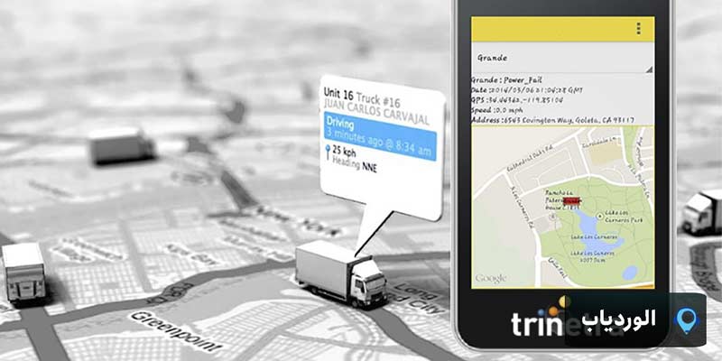 تصویری از تلفن و کامیون روی نقشه